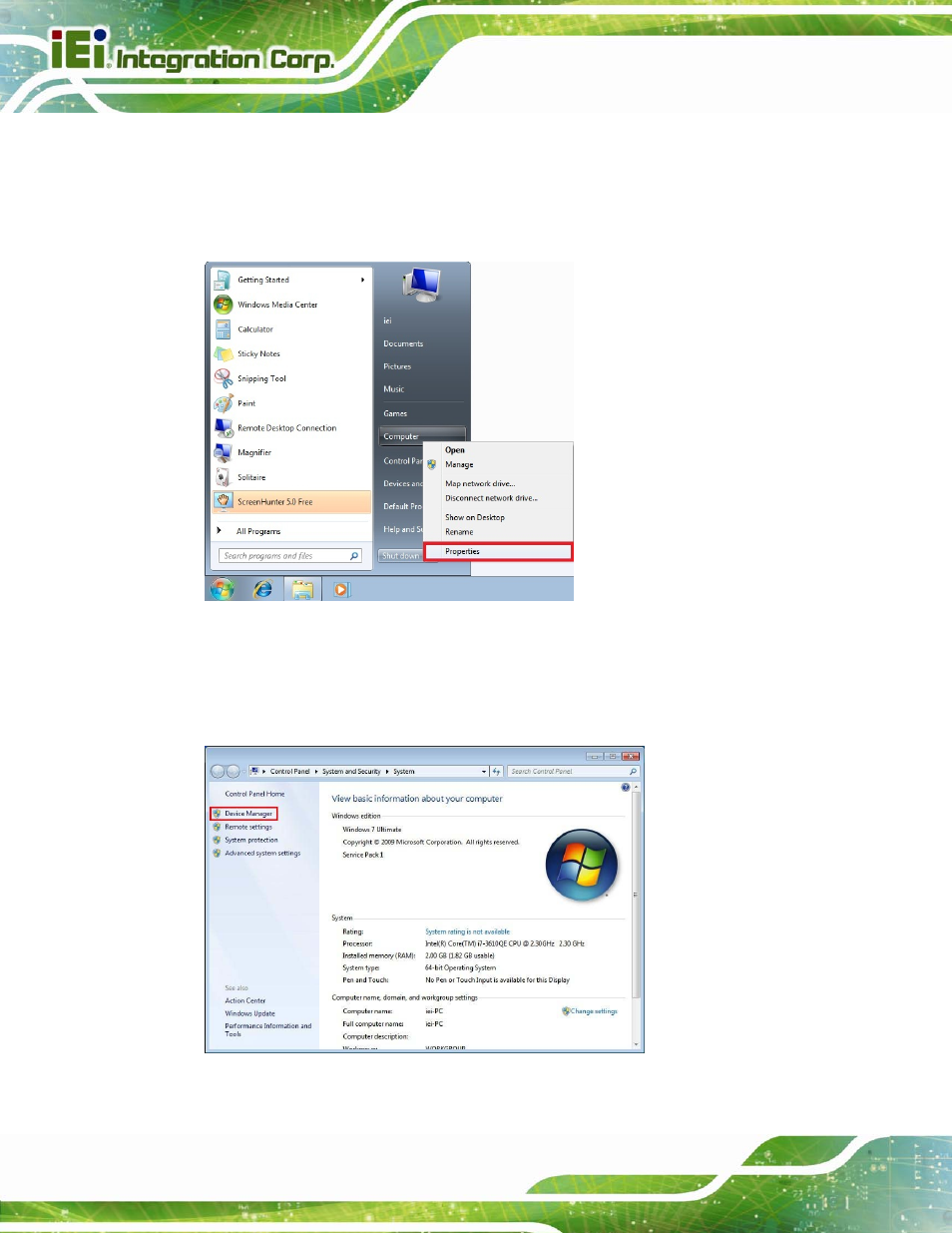5 lan driver installation, River, Nstallation | Figure 6-12: windows control panel, Figure 6-13: system control panel | IEI Integration IMBA-Q770 User Manual | Page 135 / 212