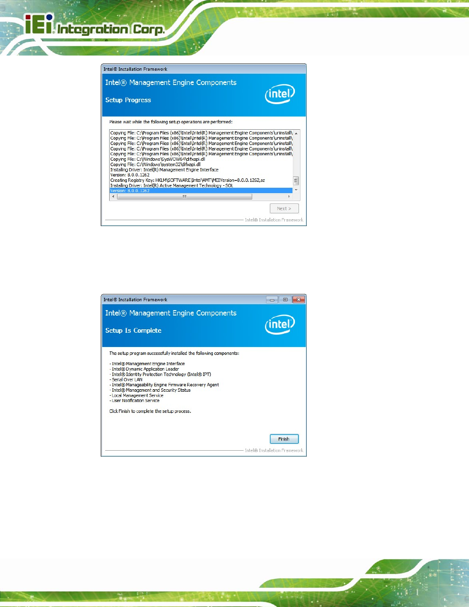 Figure 6-34: intel® me driver setup operations | IEI Integration IMBA-Q770 User Manual | Page 149 / 212