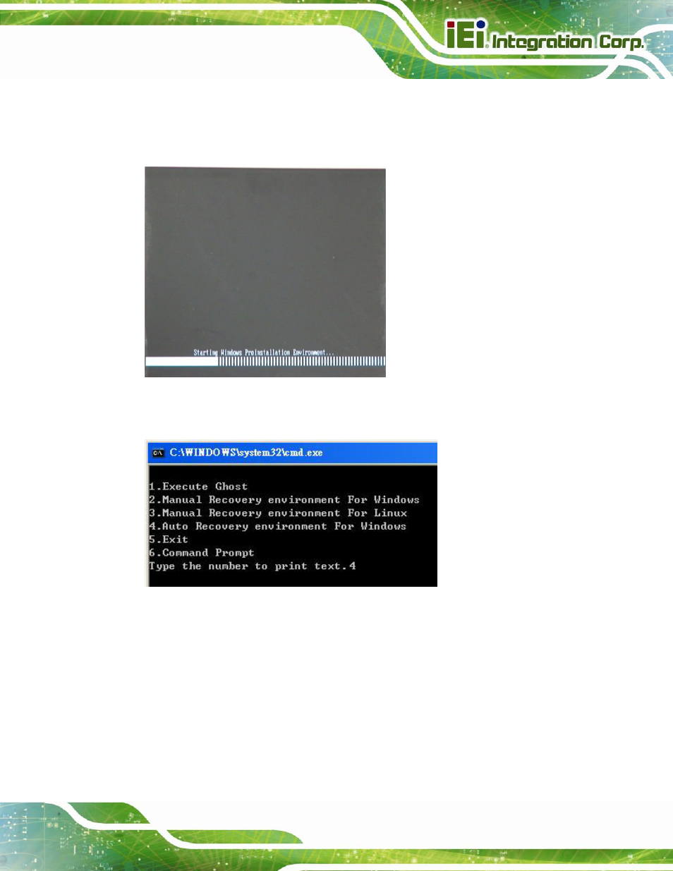 Figure b-24: launching the recovery tool, Figure b-25: auto recovery environment for windows | IEI Integration IMBA-Q770 User Manual | Page 172 / 212