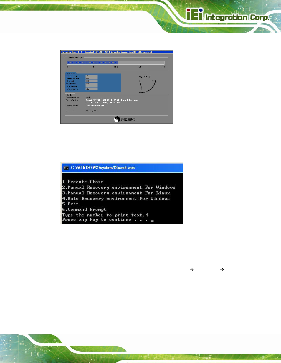 Figure b-28: image creation complete, Figure b-29: press any key to continue | IEI Integration IMBA-Q770 User Manual | Page 174 / 212