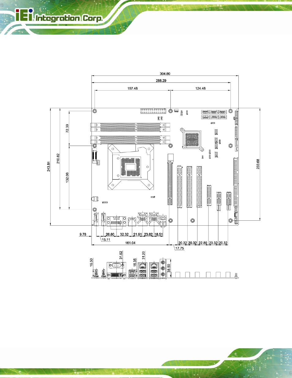 4 dimensions, Imensions, Figure 1-3: imba-q770 dimensions (mm) | IEI Integration IMBA-Q770 User Manual | Page 19 / 212