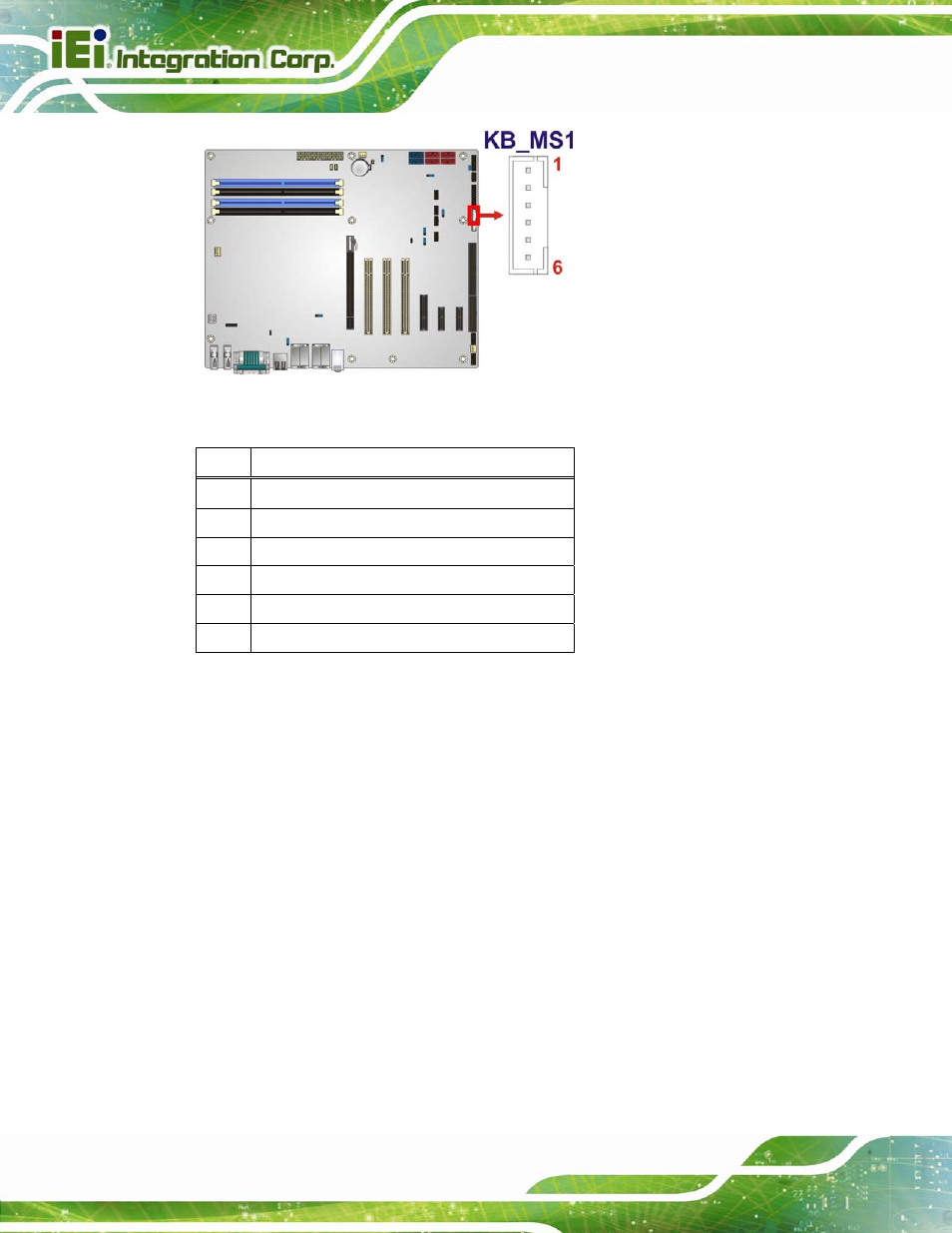 12 parallel port connector, Figure 3-12: keyboard/mouse connector location, Table 3-12: keyboard/mouse connector pinouts | IEI Integration IMBA-Q770 User Manual | Page 43 / 212