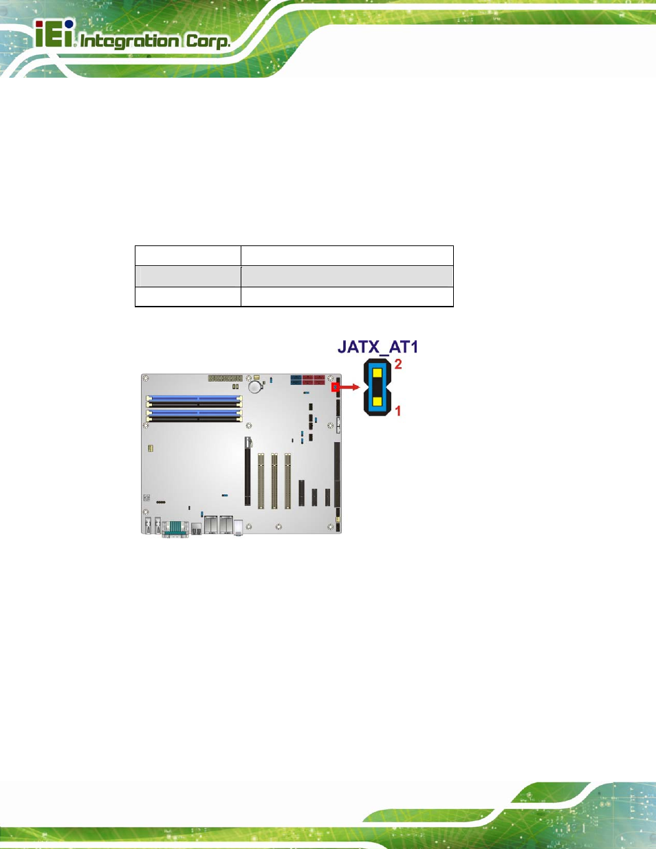 1 at/atx power select jumper, 2 clear cmos jumper, Figure 4-8: at/atx power mode jumper location | Table 4-2: at/atx power mode jumper settings | IEI Integration IMBA-Q770 User Manual | Page 71 / 212