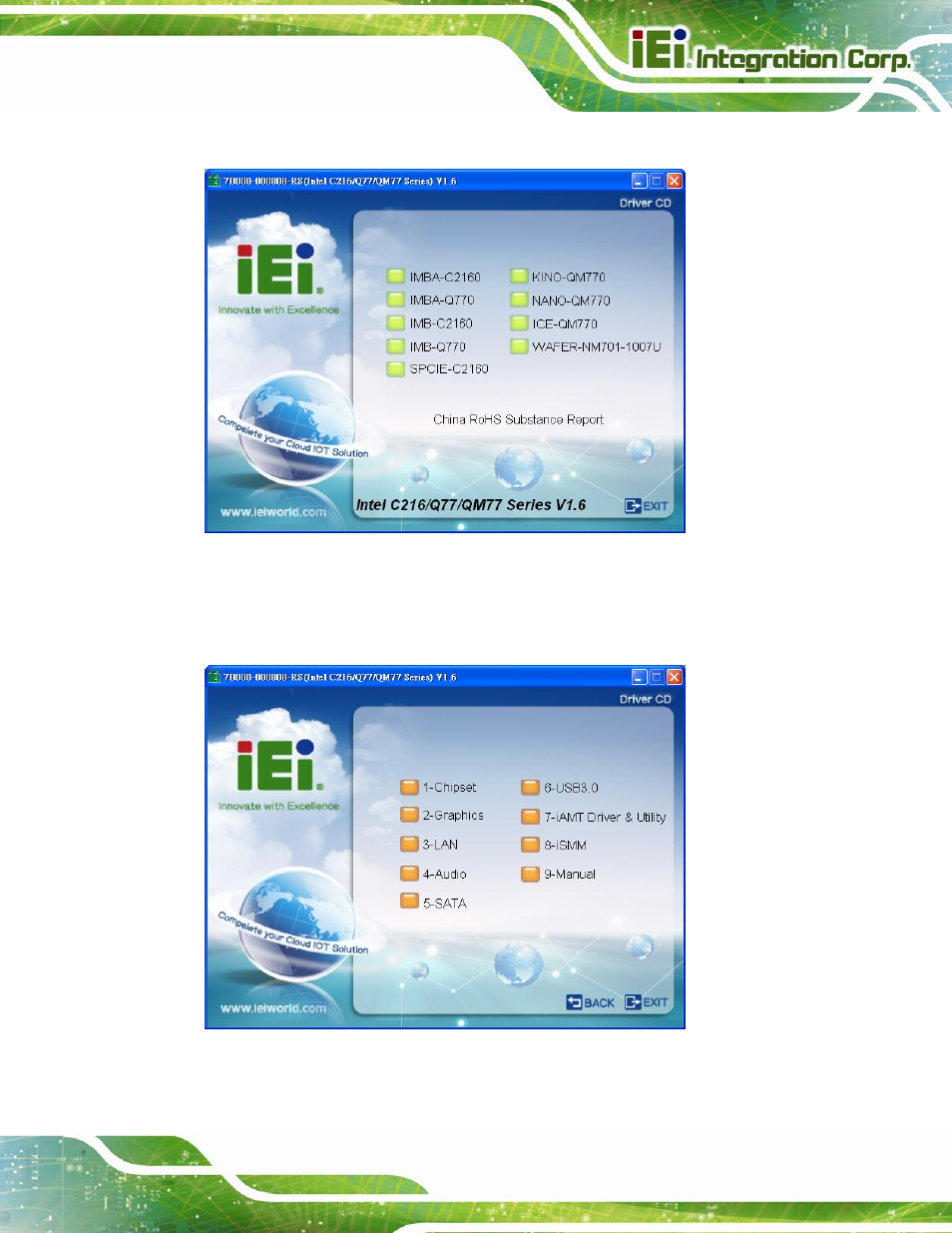 Figure 6-1: introduction screen, Figure 6-2: available drivers | IEI Integration IMBA-C2160 User Manual | Page 133 / 217