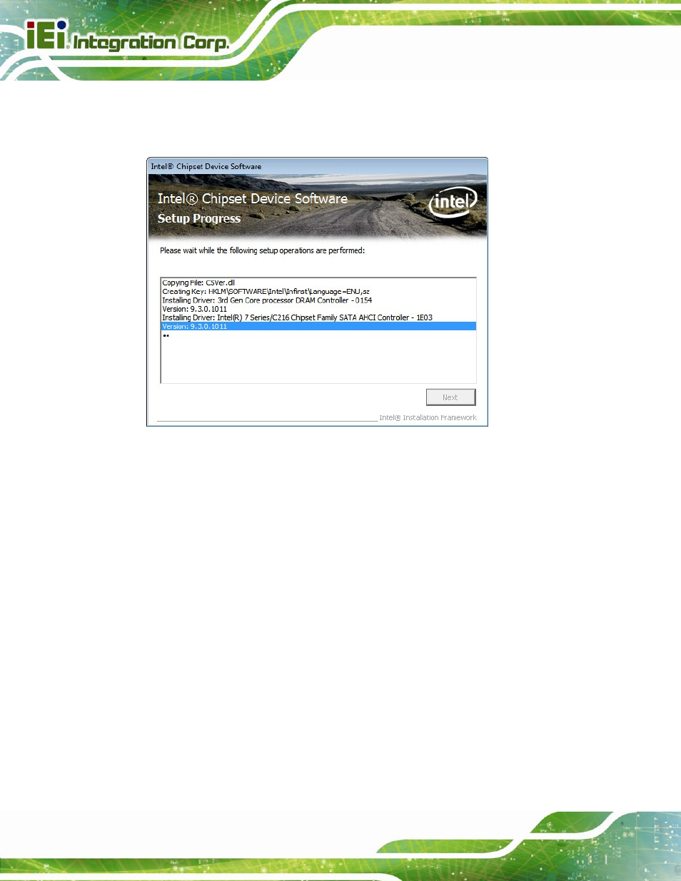 Figure 6-6: chipset driver setup operations | IEI Integration IMBA-C2160 User Manual | Page 136 / 217