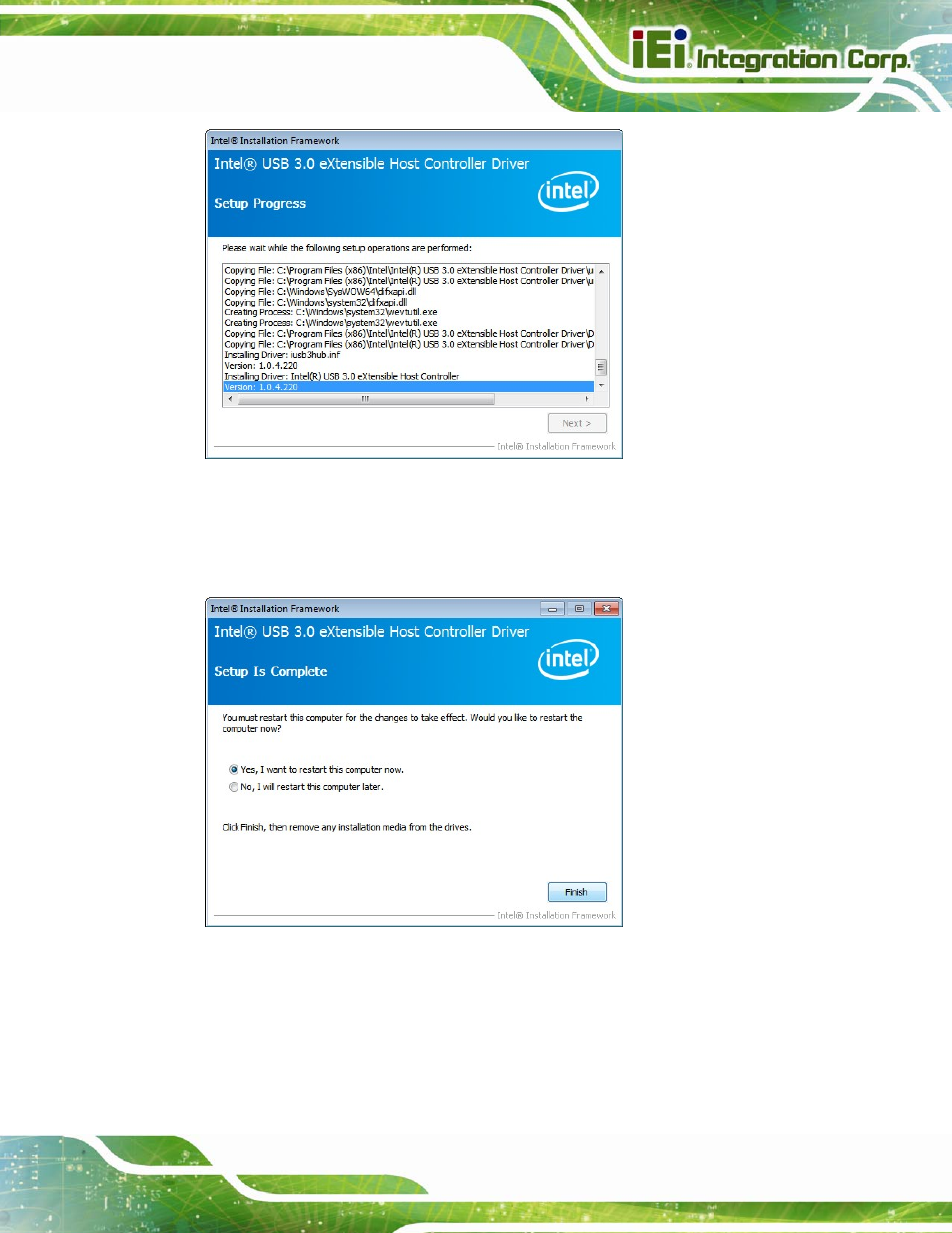 Figure 6-30: usb 3.0 driver setup operations | IEI Integration IMBA-C2160 User Manual | Page 151 / 217