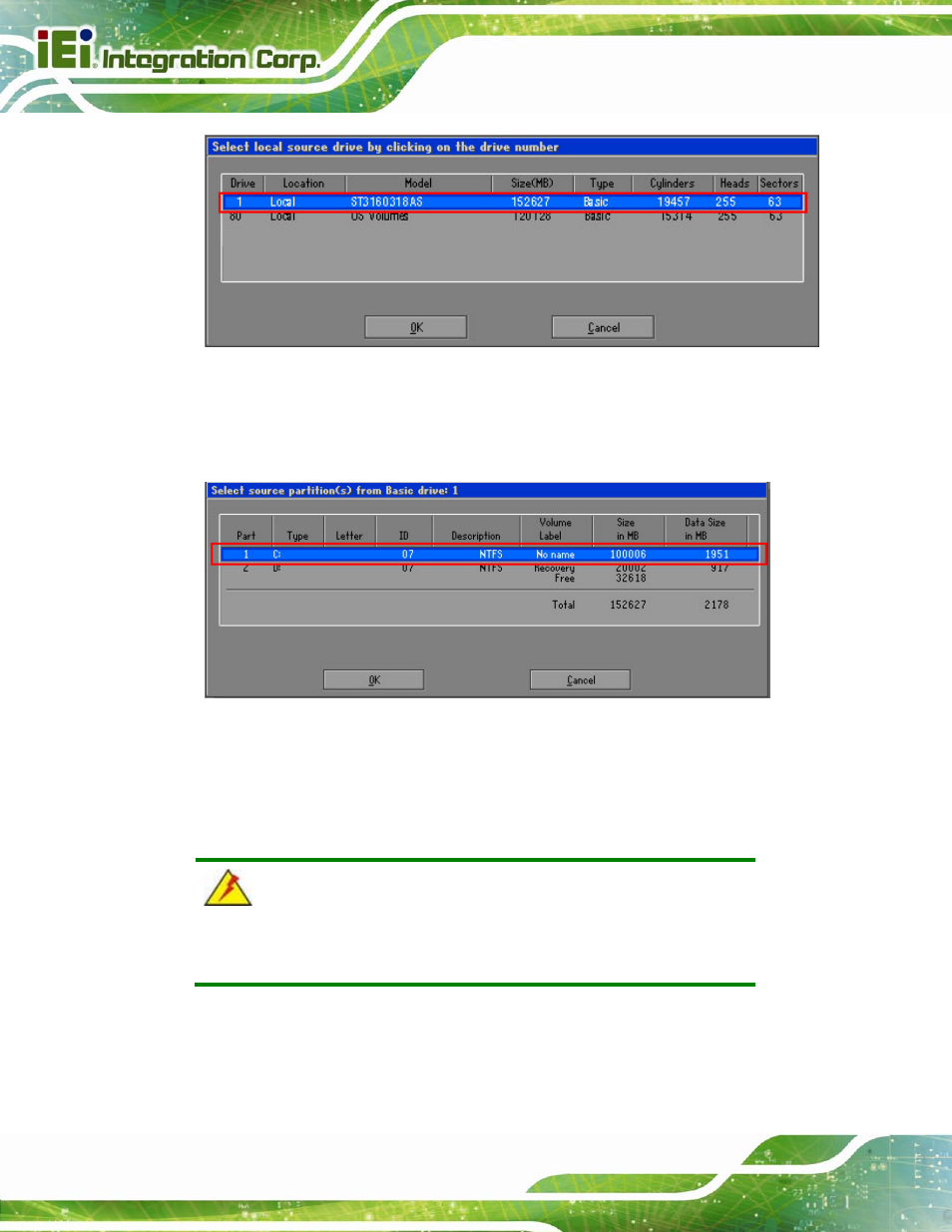 Figure b-14: select a local source drive | IEI Integration IMBA-C2160 User Manual | Page 172 / 217