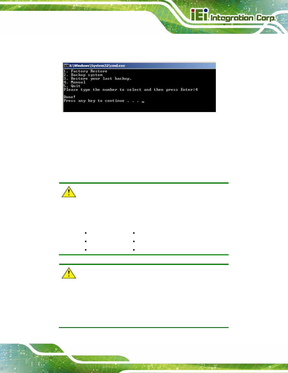 B.3 auto recovery setup procedure, Ecovery, Etup | Rocedure, Figure b-21: press any key to continue, Section b.3, Section b.3 ) | IEI Integration IMBA-C2160 User Manual | Page 175 / 217
