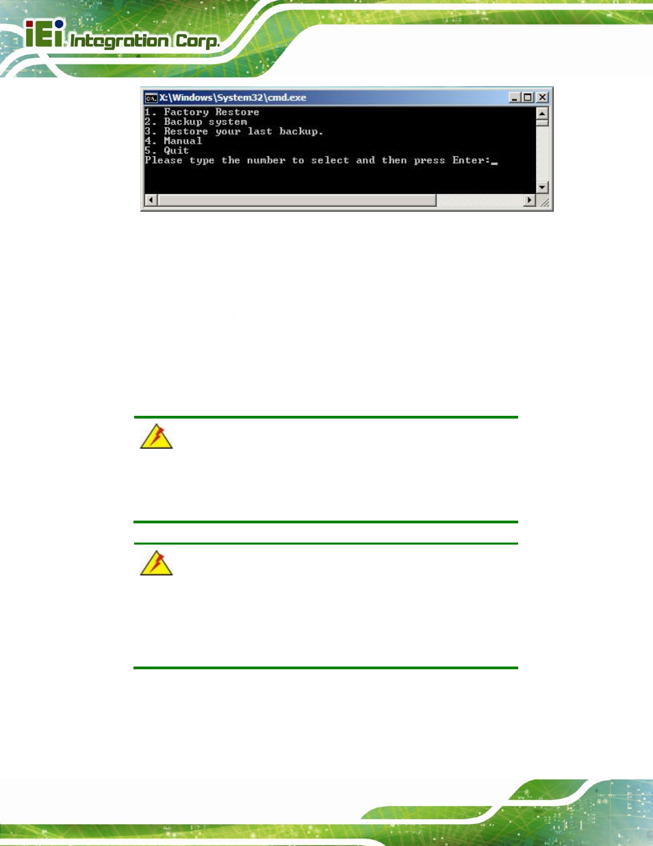 Figure b-35: recovery tool main menu | IEI Integration IMBA-C2160 User Manual | Page 184 / 217