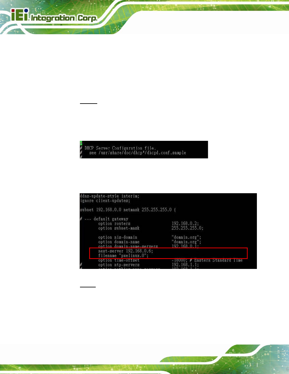B.6.1 configure dhcp server settings | IEI Integration IMBA-C2160 User Manual | Page 190 / 217