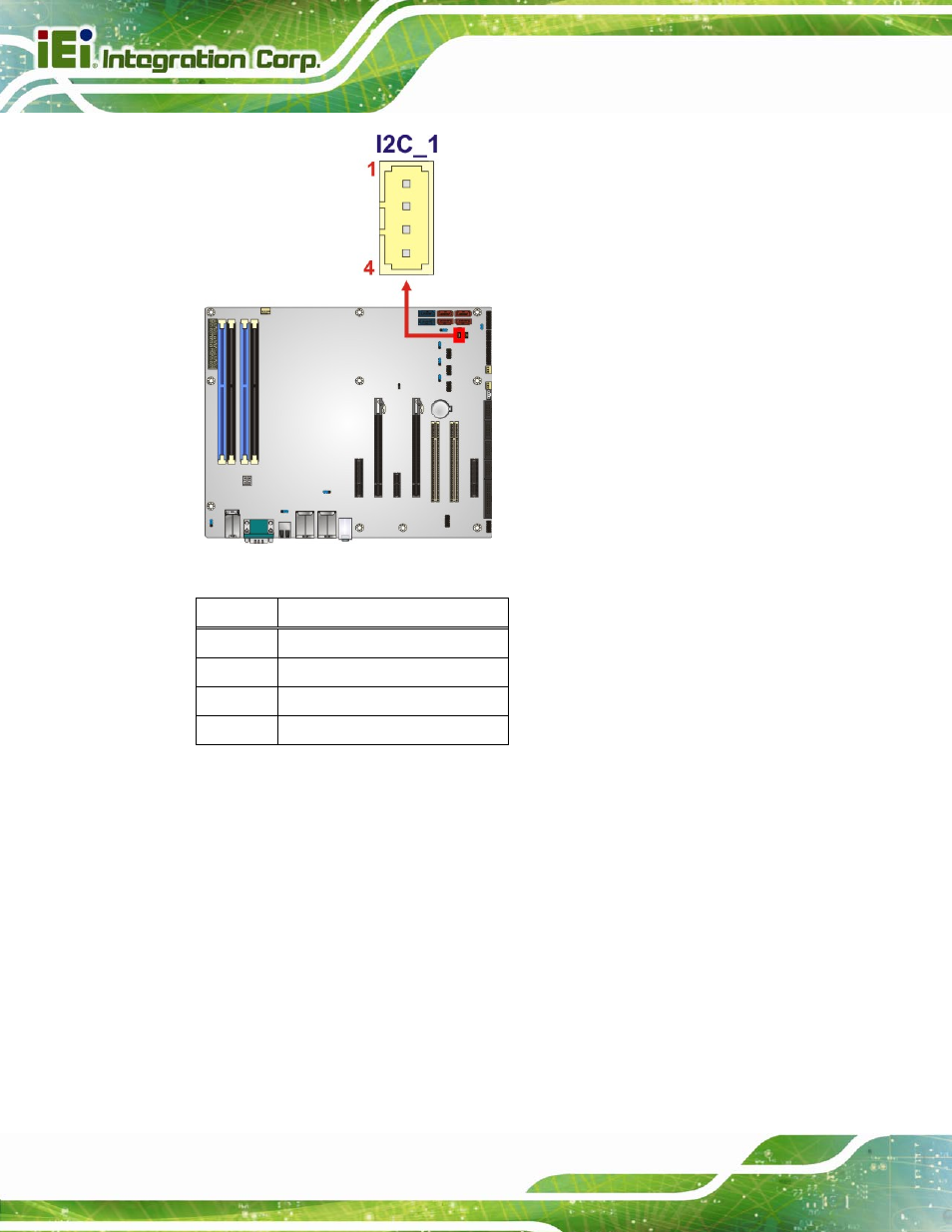 13 keyboard/mouse connector, Figure 3-13: i2c connector location, Table 3-13: i2c connector pinouts | IEI Integration IMBA-C2160 User Manual | Page 46 / 217