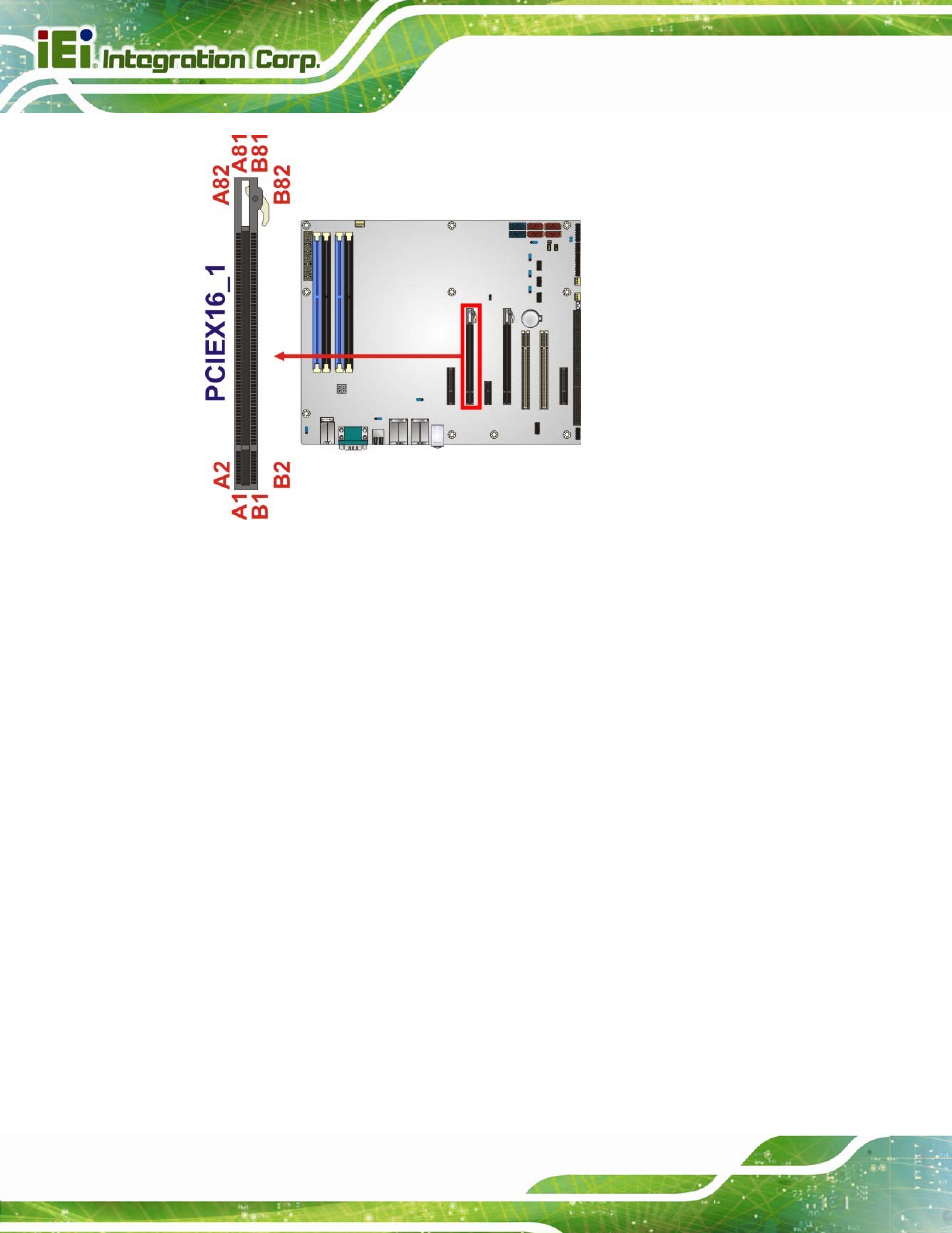 20 sata 3gb/s drive connectors, Figure 3-20: pcie x16 slot location | IEI Integration IMBA-C2160 User Manual | Page 52 / 217