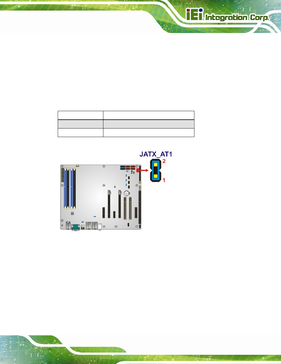 1 at/atx power select jumper, 2 clear cmos jumper, Figure 4-7: at/atx power mode jumper location | Table 4-2: at/atx power mode jumper settings | IEI Integration IMBA-C2160 User Manual | Page 75 / 217