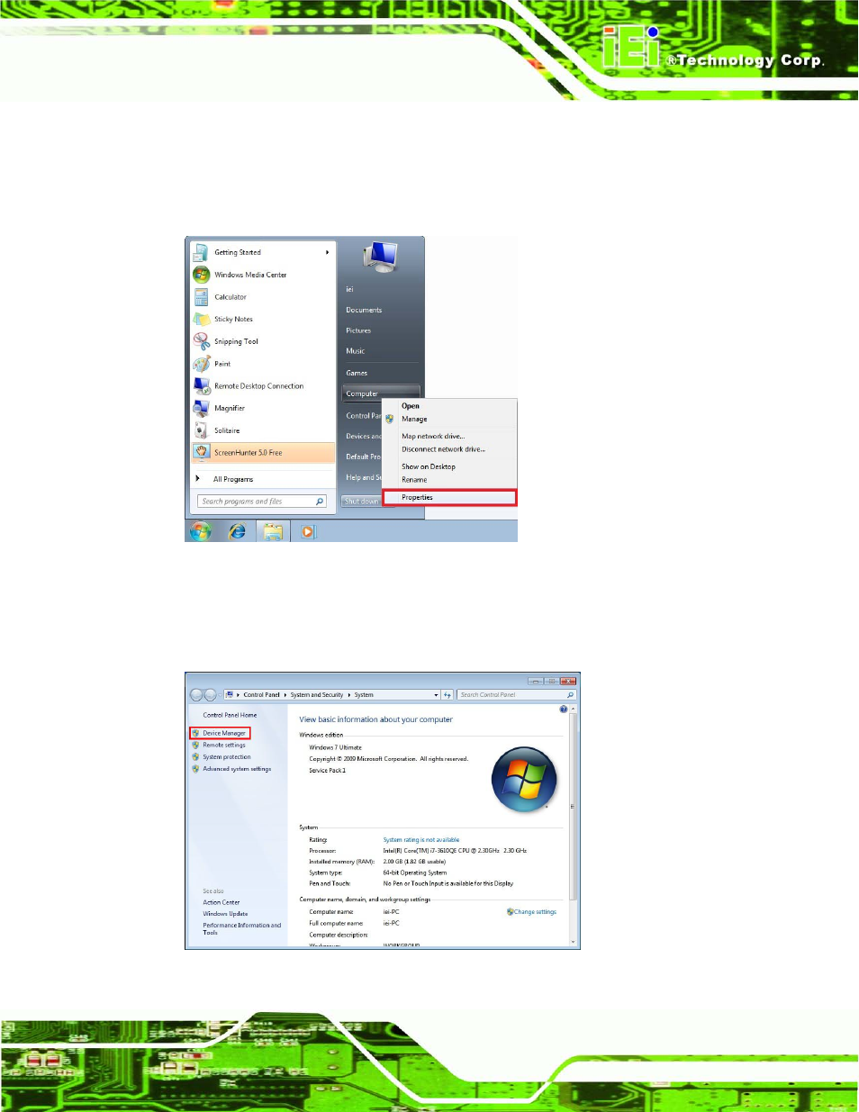 5 lan driver installation, River, Nstallation | Figure 6-13: windows control panel, Figure 6-14: system control panel, 5 lan drive r in s ta lla tio n | IEI Integration IMBA-C604EN User Manual | Page 132 / 198