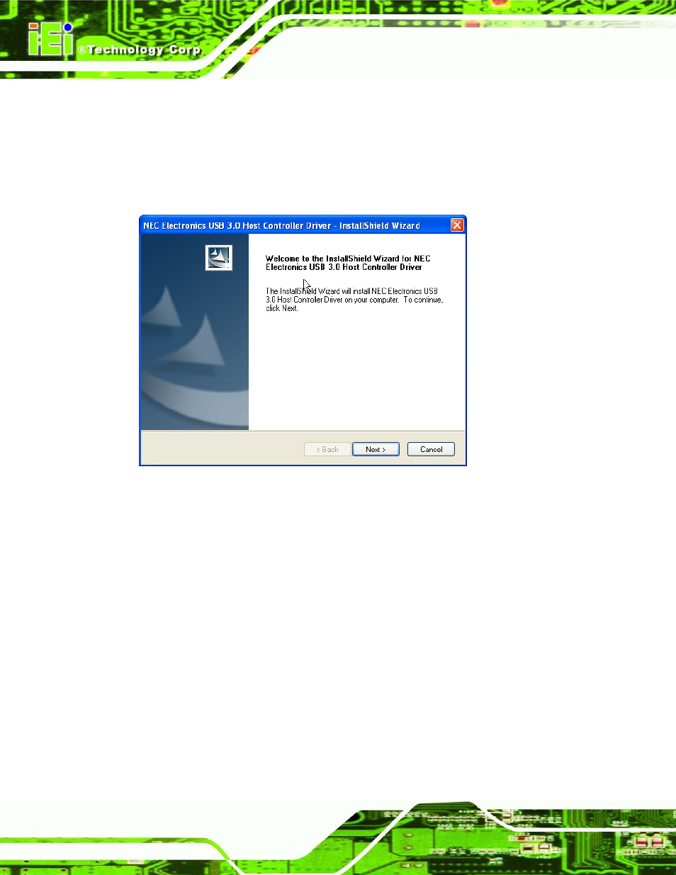 Figure 6-28: usb 3.0 driver welcome screen | IEI Integration IMBA-C604EN User Manual | Page 141 / 198