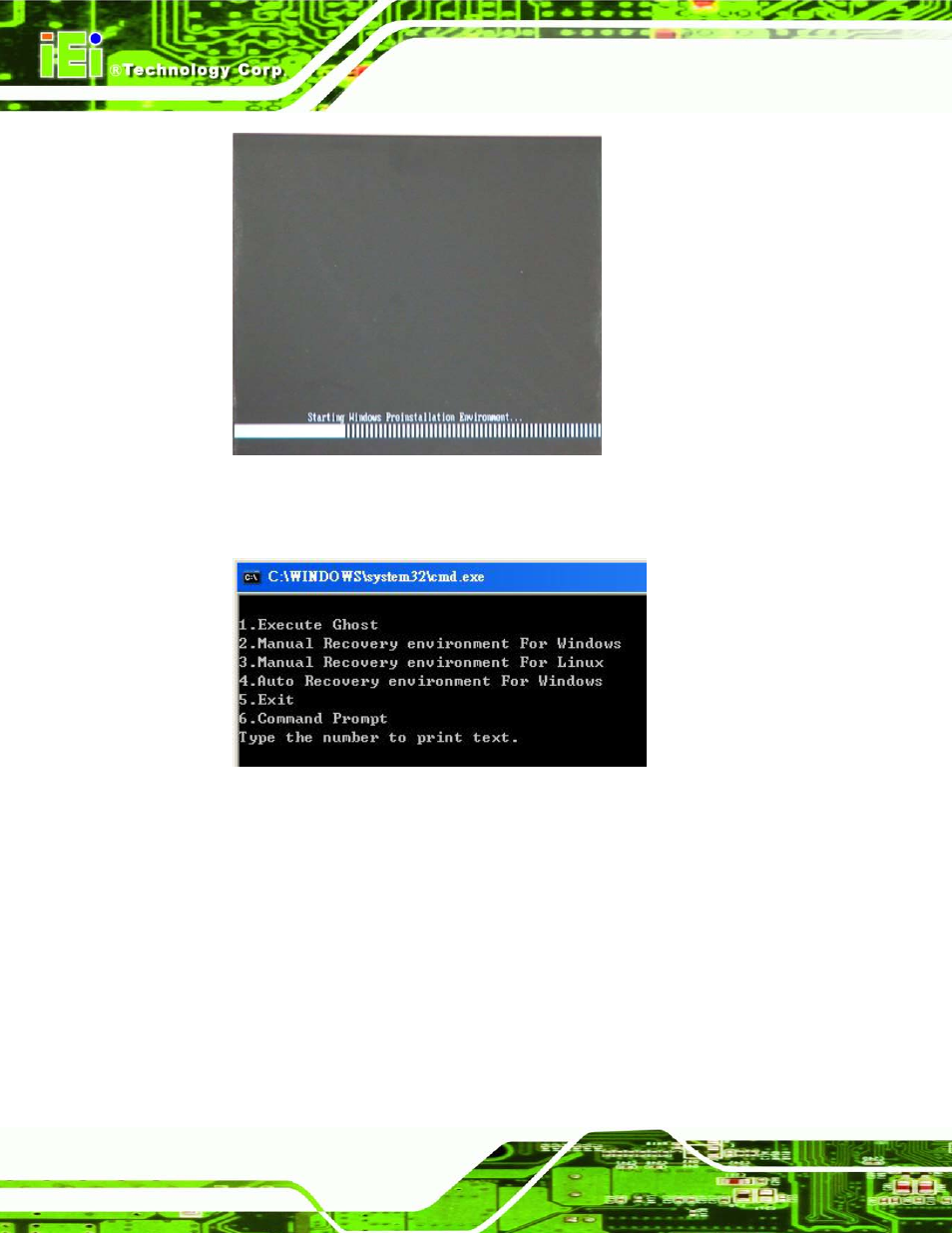 Figure b-2: launching the recovery tool, Figure b-3: recovery tool setup menu | IEI Integration IMBA-C604EN User Manual | Page 153 / 198