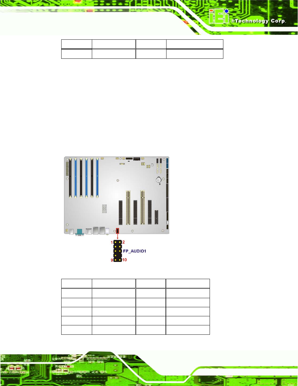 9 front panel audio connector, Figure 3-10: front panel audio connector location, Table 3-10: front panel audio connector pinouts | IEI Integration IMBA-C604EN User Manual | Page 40 / 198