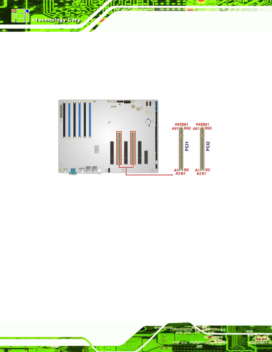 12 pci slots, 13 pcie x4 slot, Figure 3-13: pci slot locations | IEI Integration IMBA-C604EN User Manual | Page 43 / 198