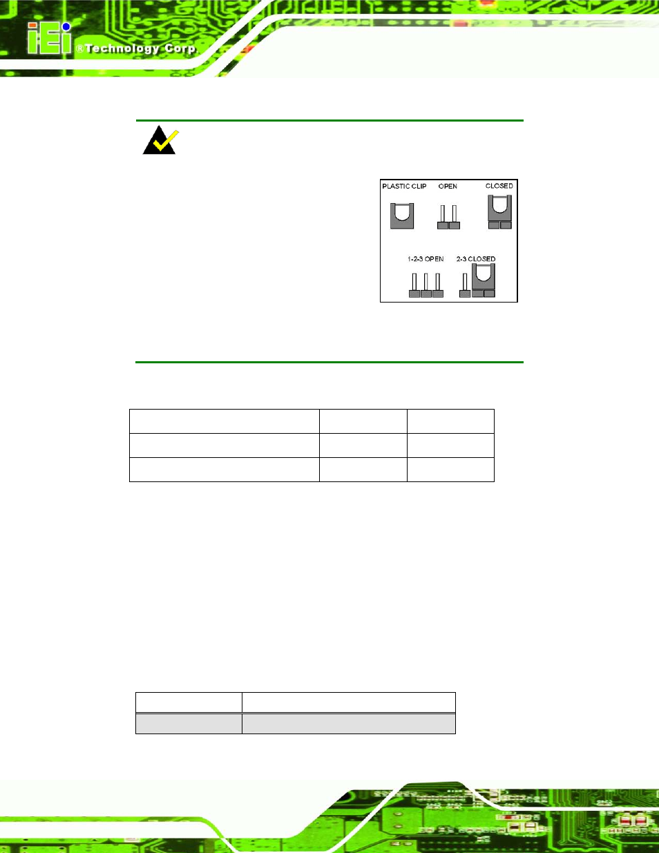3 jumper settings, 1 at/atx power select jumper, Umper | Ettings, Table 4-1: jumpers | IEI Integration IMBA-C604EN User Manual | Page 71 / 198