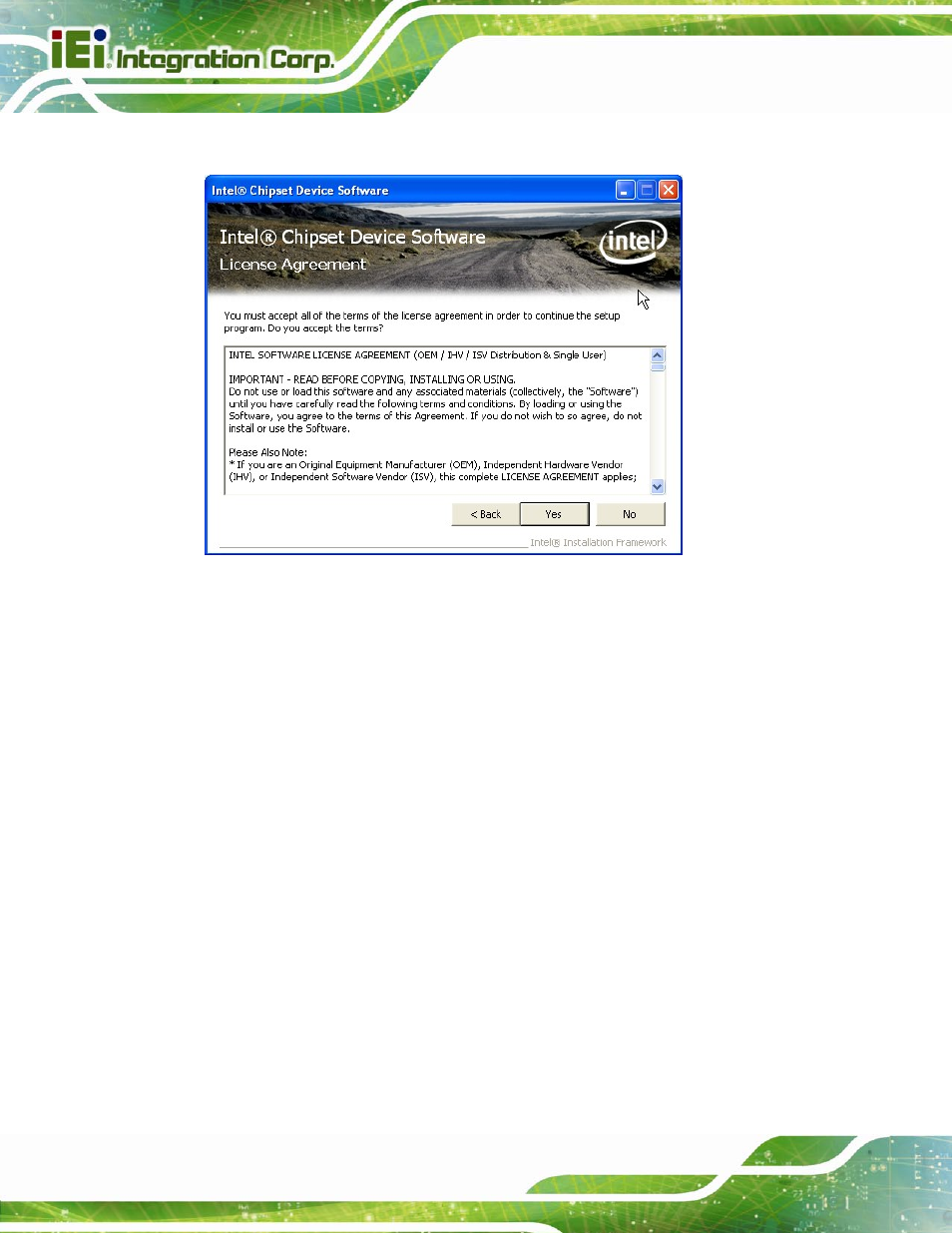Figure 6-2: chipset driver license agreement, Figure 6-2 | IEI Integration IMBA-C604EP User Manual | Page 128 / 212
