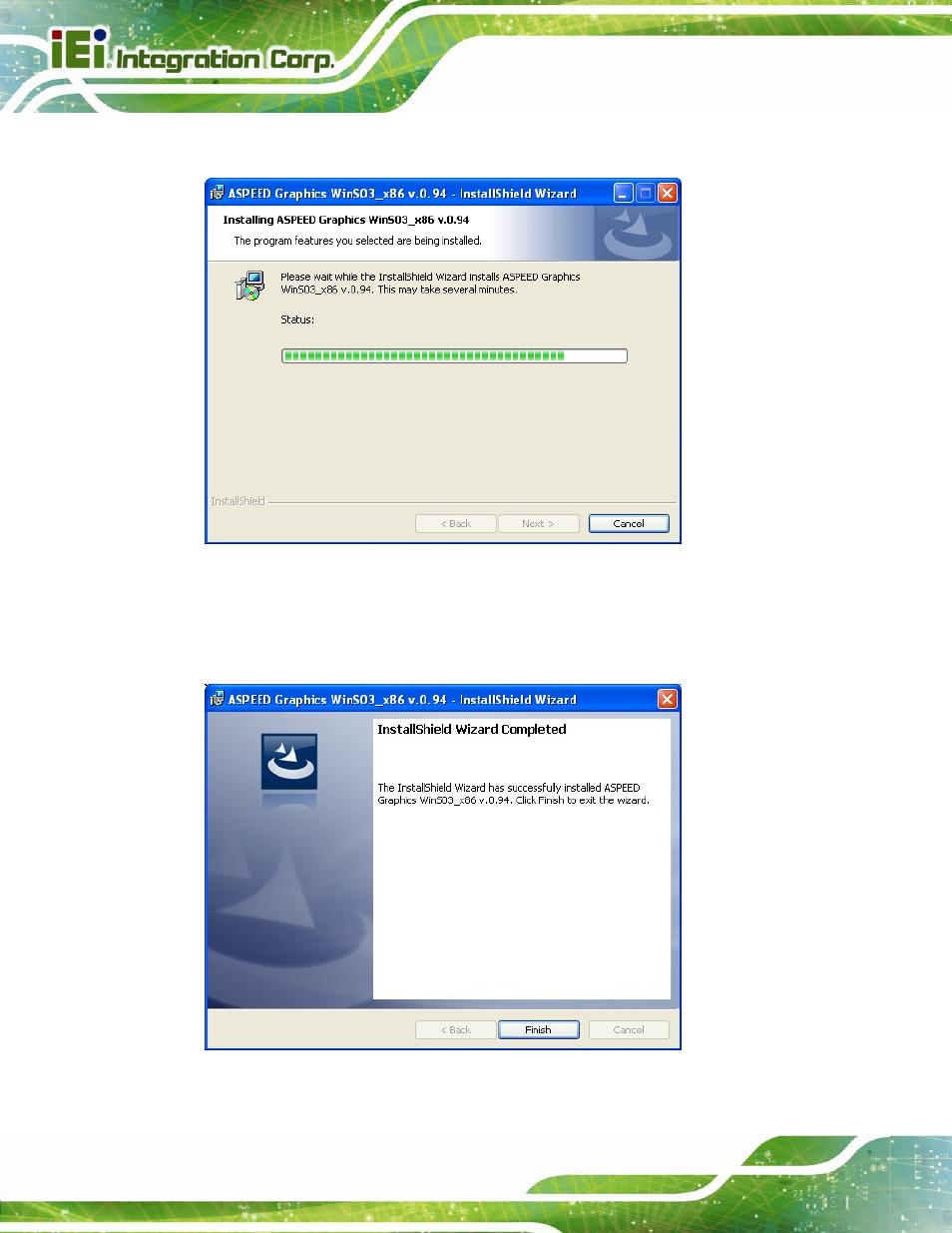 Figure 6-8: graphics driver installation status | IEI Integration IMBA-C604EP User Manual | Page 132 / 212