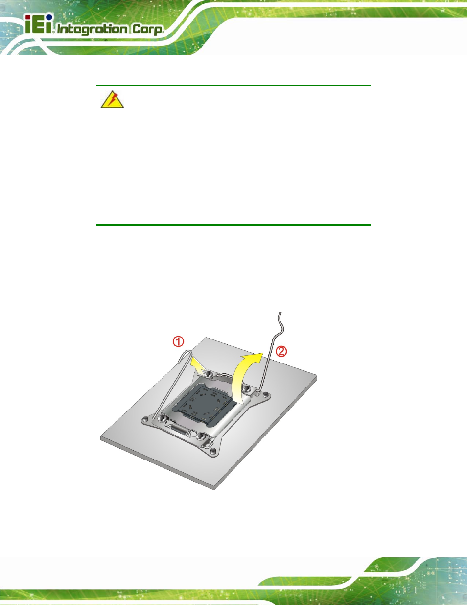 1 socket lga2011 cpu installation, Figure 4-1: disengage the cpu socket load levers | IEI Integration IMBA-C604EP User Manual | Page 64 / 212