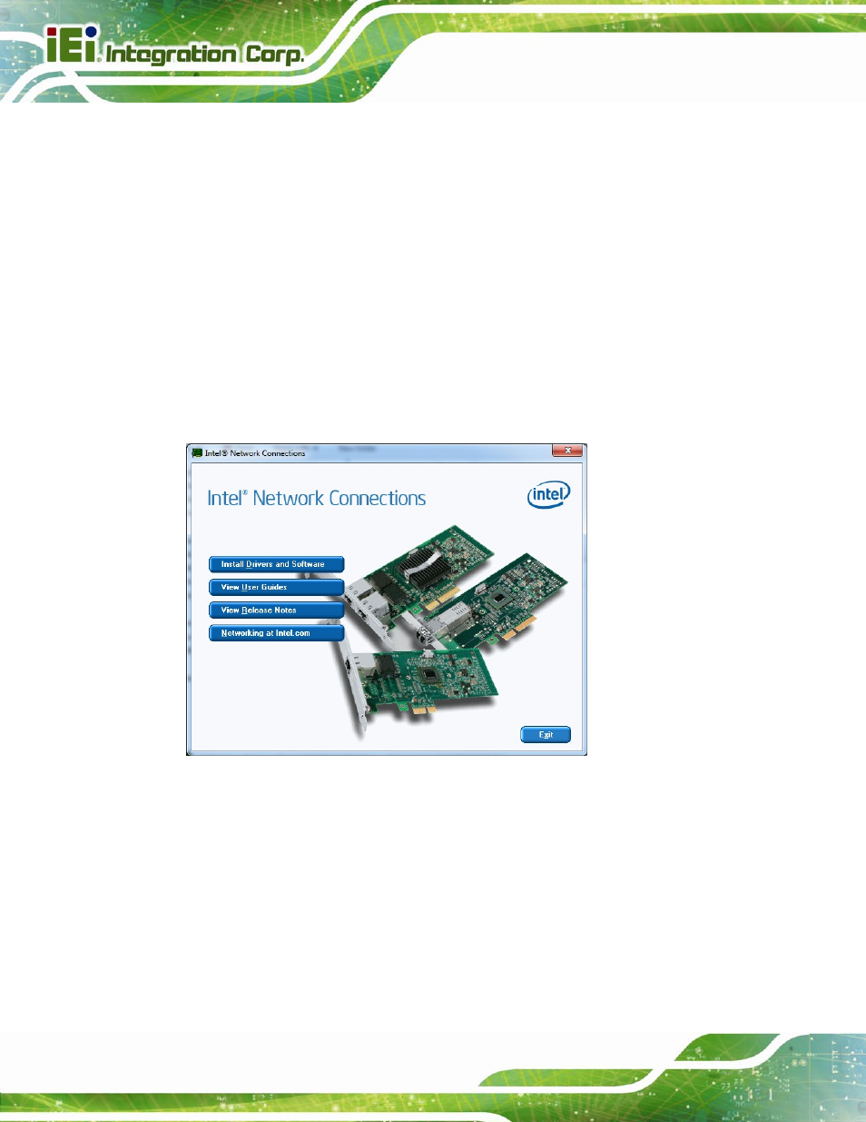 5 lan driver installation, River, Nstallation | Figure 6-13: intel® network connection menu | IEI Integration IMBA-C2260-i2 User Manual | Page 151 / 227