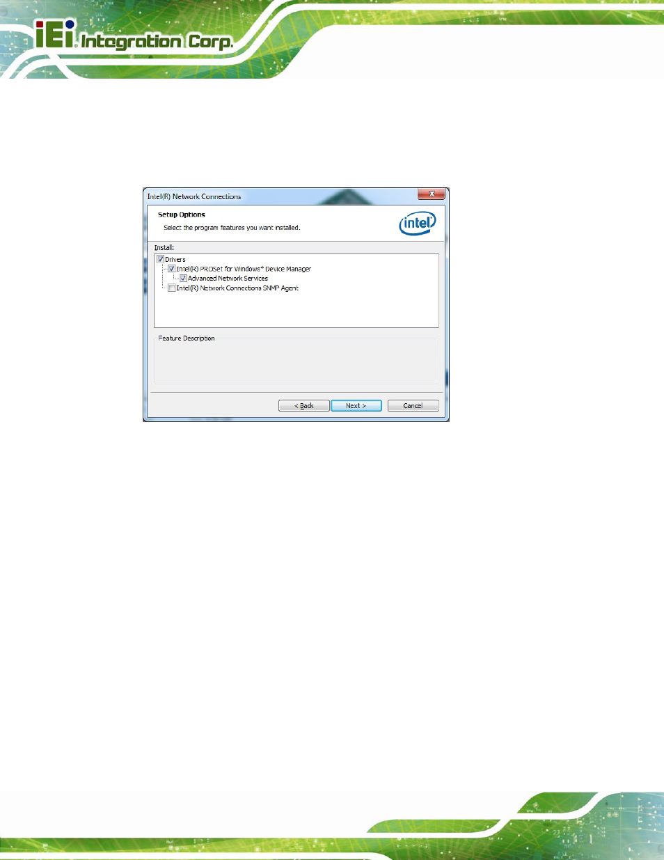 Figure 6-16: lan driver setup options | IEI Integration IMBA-C2260-i2 User Manual | Page 153 / 227