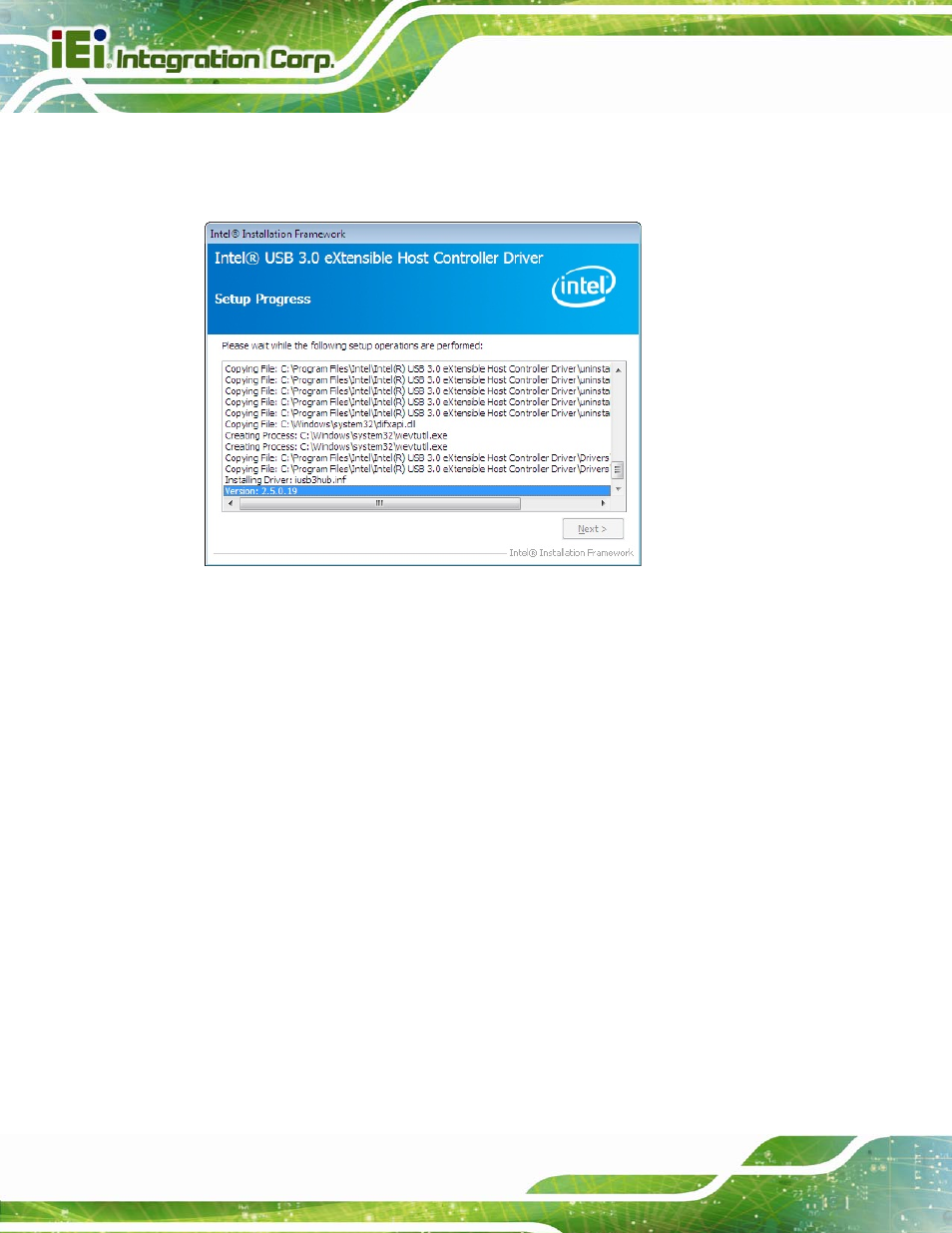 Figure 6-22: usb 3.0 driver setup operations | IEI Integration IMBA-C2260-i2 User Manual | Page 157 / 227