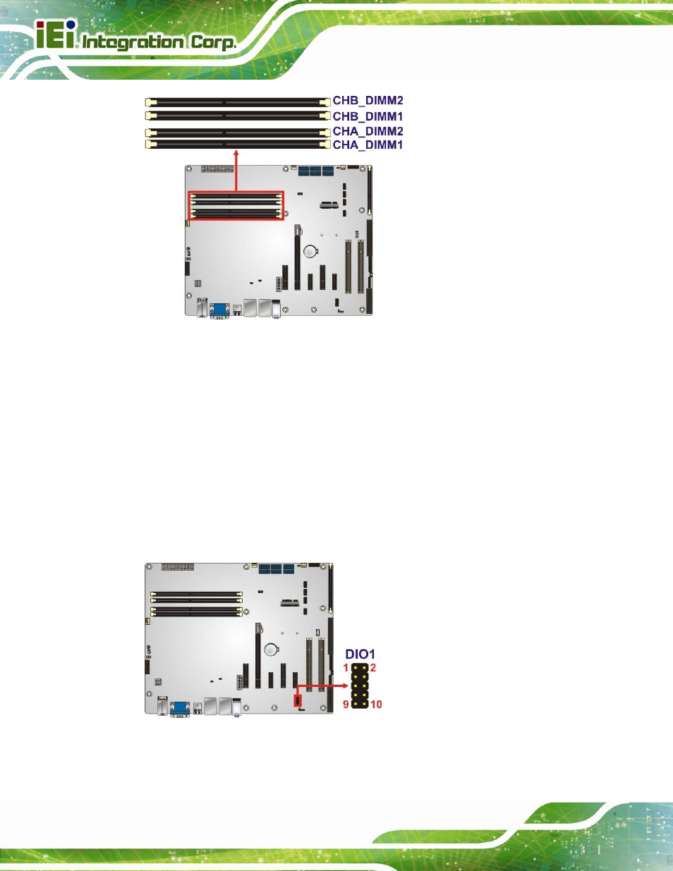 7 digital i/o connector, Figure 3-7: ddr3 dimm slot locations, Figure 3-8: digital i/o connector location | IEI Integration IMBA-C2260-i2 User Manual | Page 41 / 227