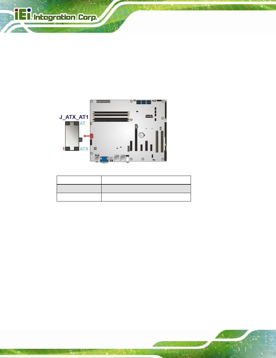 5 system configuration, 1 at/atx power mode setting, 2 clear cmos button | Ystem, Onfiguration, Figure 4-11: at/atx power mode switch location, Table 4-1: at/atx power mode switch settings | IEI Integration IMBA-C2260-i2 User Manual | Page 83 / 227
