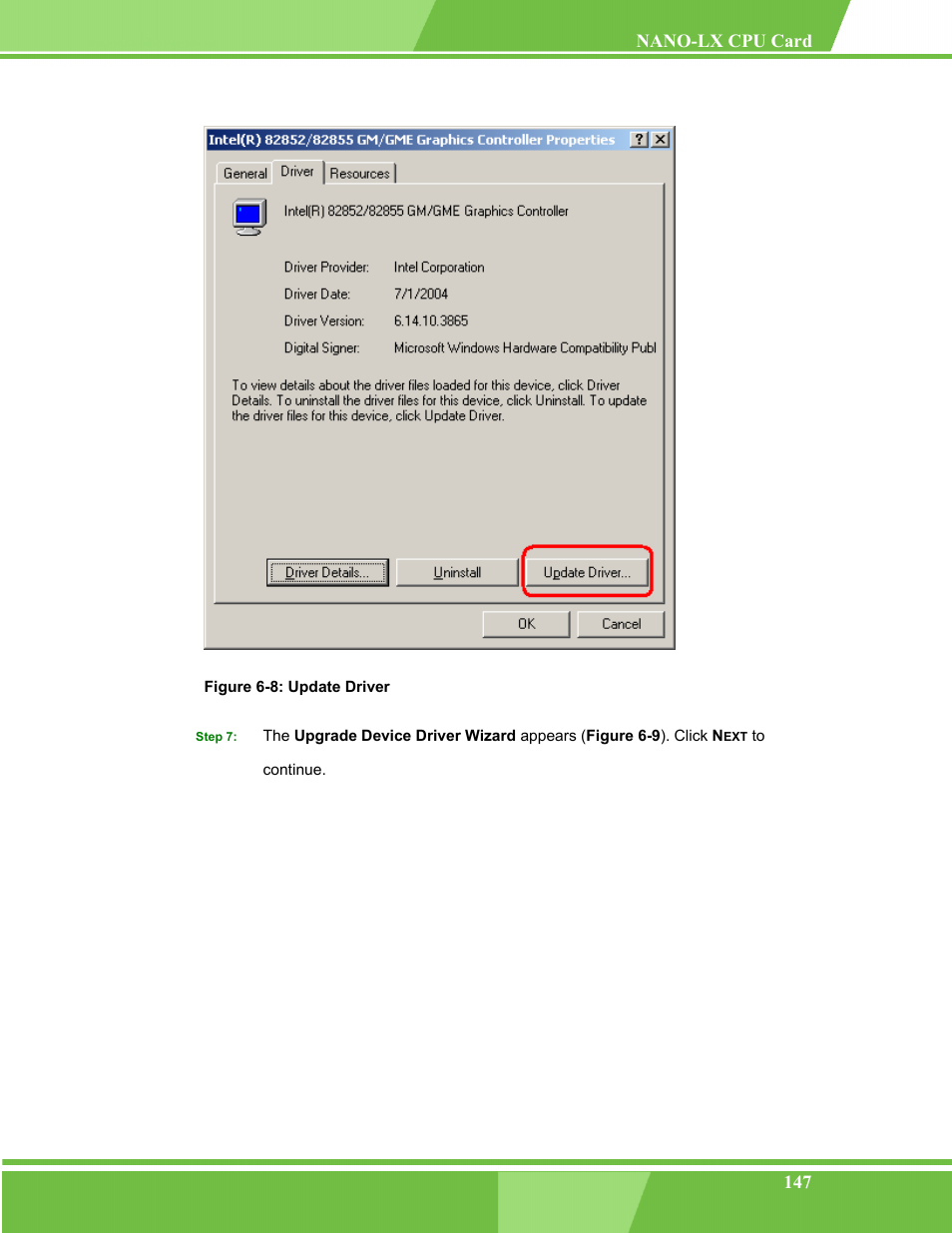 Figure 6-8: update driver | IEI Integration NANO-LX v1.00 User Manual | Page 147 / 211