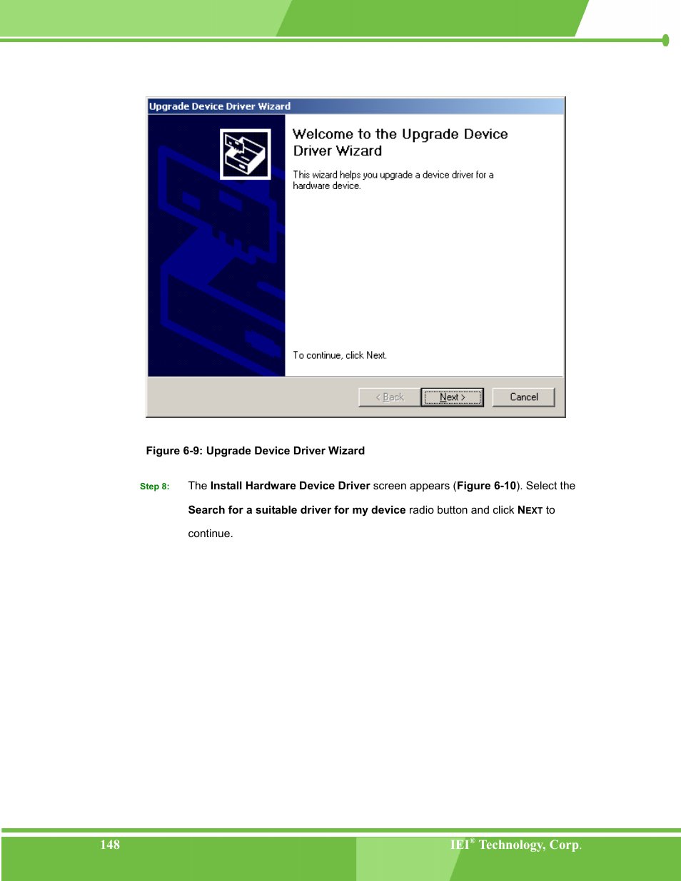 Figure 6-9: upgrade device driver wizard | IEI Integration NANO-LX v1.00 User Manual | Page 148 / 211