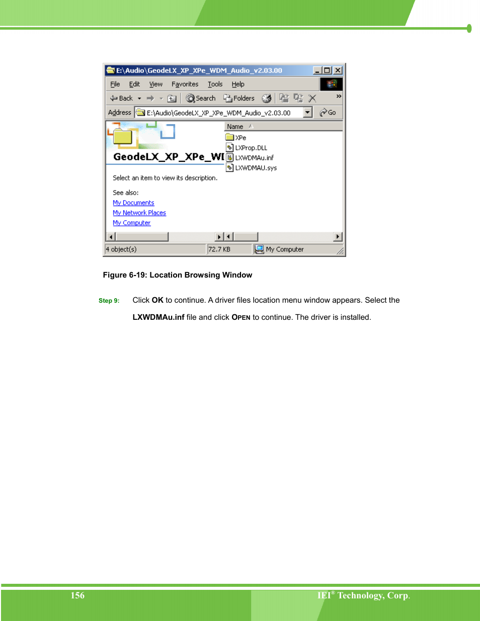 Figure 6-19: location browsing window | IEI Integration NANO-LX v1.00 User Manual | Page 156 / 211