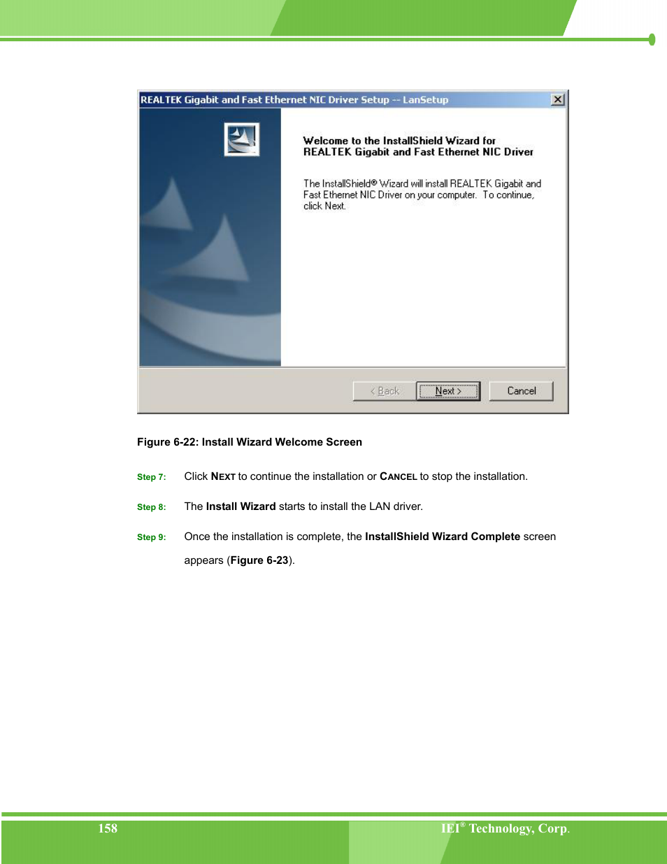 Figure 6-22: install wizard welcome screen, Figu, Re 6-22 | IEI Integration NANO-LX v1.00 User Manual | Page 158 / 211