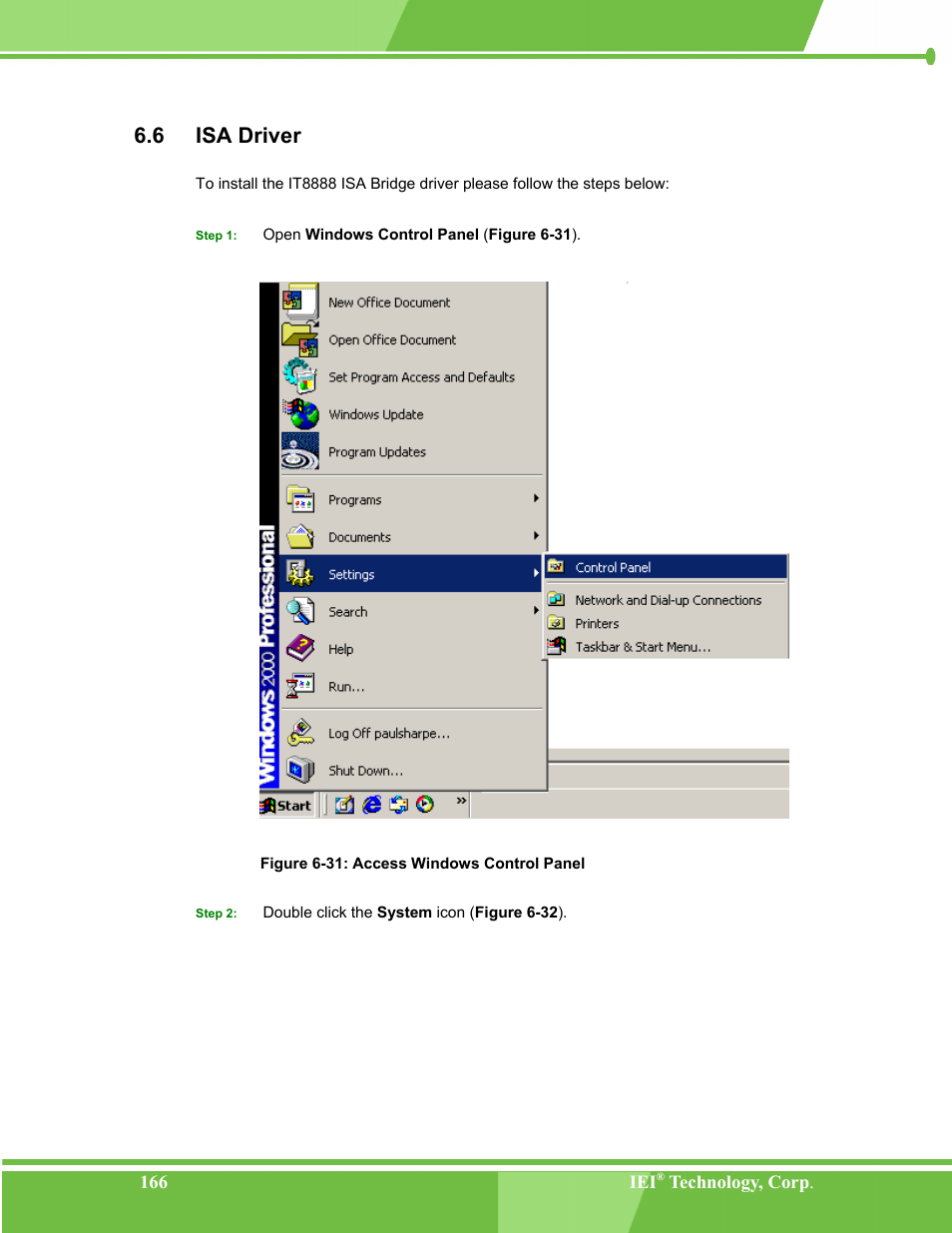 Isa driver, 6 isa, River | Figure 6-31: access windows control panel, 6 isa driver | IEI Integration NANO-LX v1.00 User Manual | Page 166 / 211