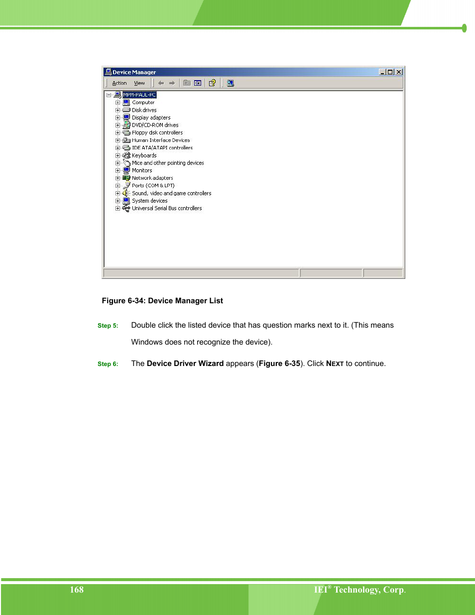 Figure 6-34: device manager list, Rs ( figure 6 | IEI Integration NANO-LX v1.00 User Manual | Page 168 / 211