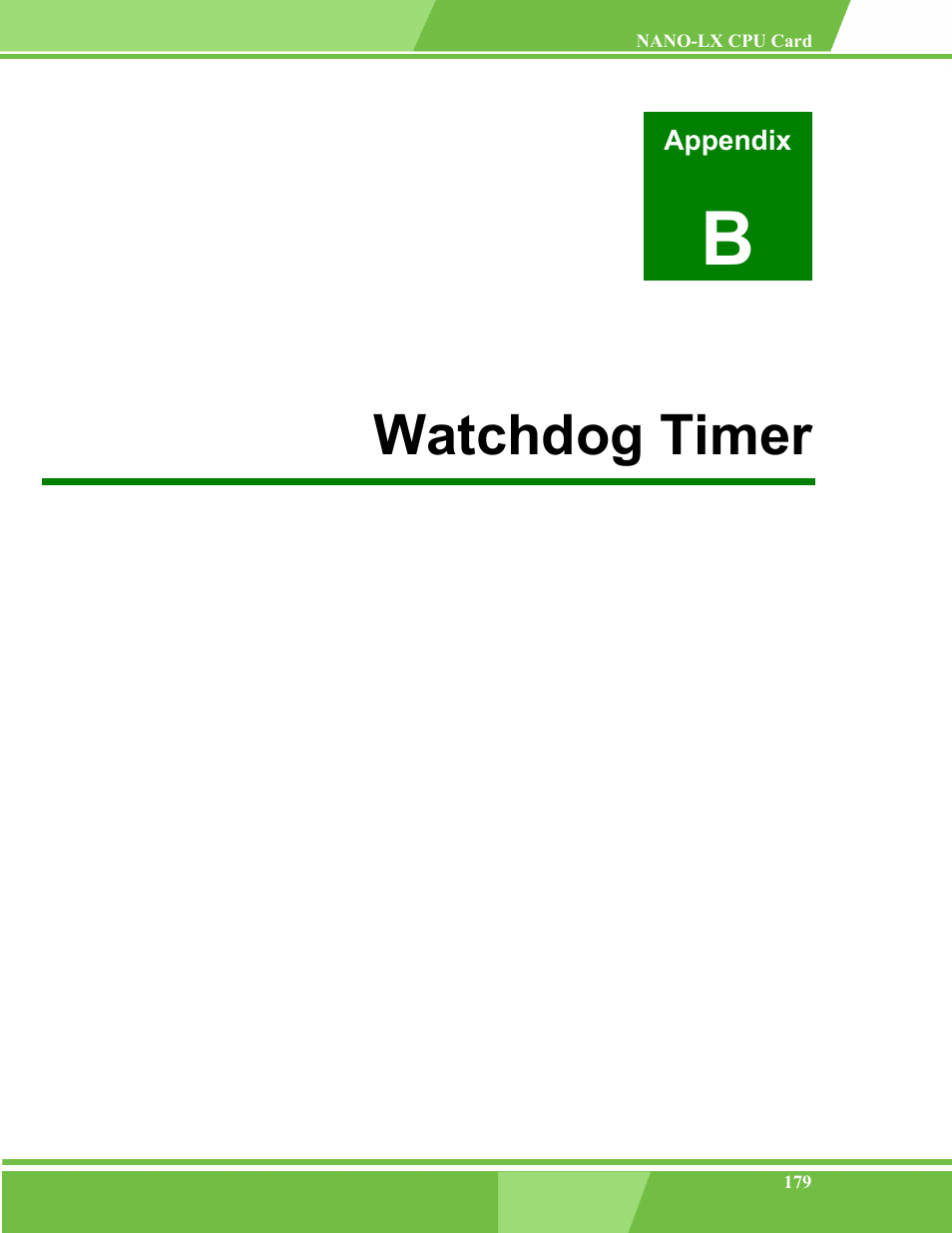 Watchdog timer, B watchdog timer | IEI Integration NANO-LX v1.00 User Manual | Page 179 / 211