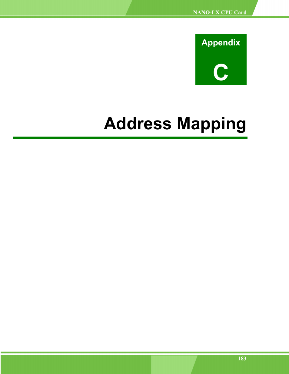 Address mapping, C address mapping | IEI Integration NANO-LX v1.00 User Manual | Page 183 / 211