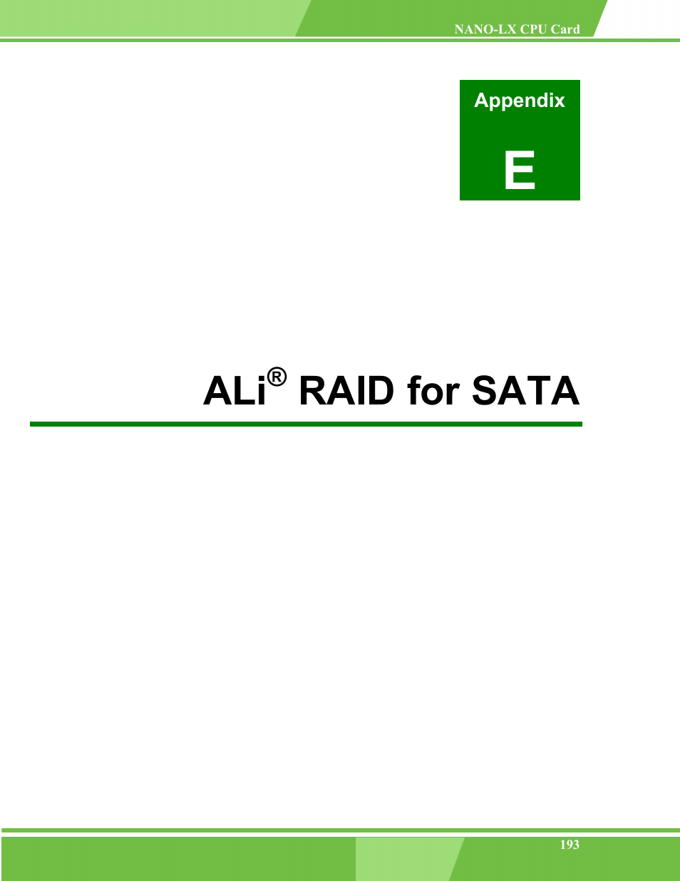 Ali® raid for sata, E ali, Raid for sata | IEI Integration NANO-LX v1.00 User Manual | Page 193 / 211