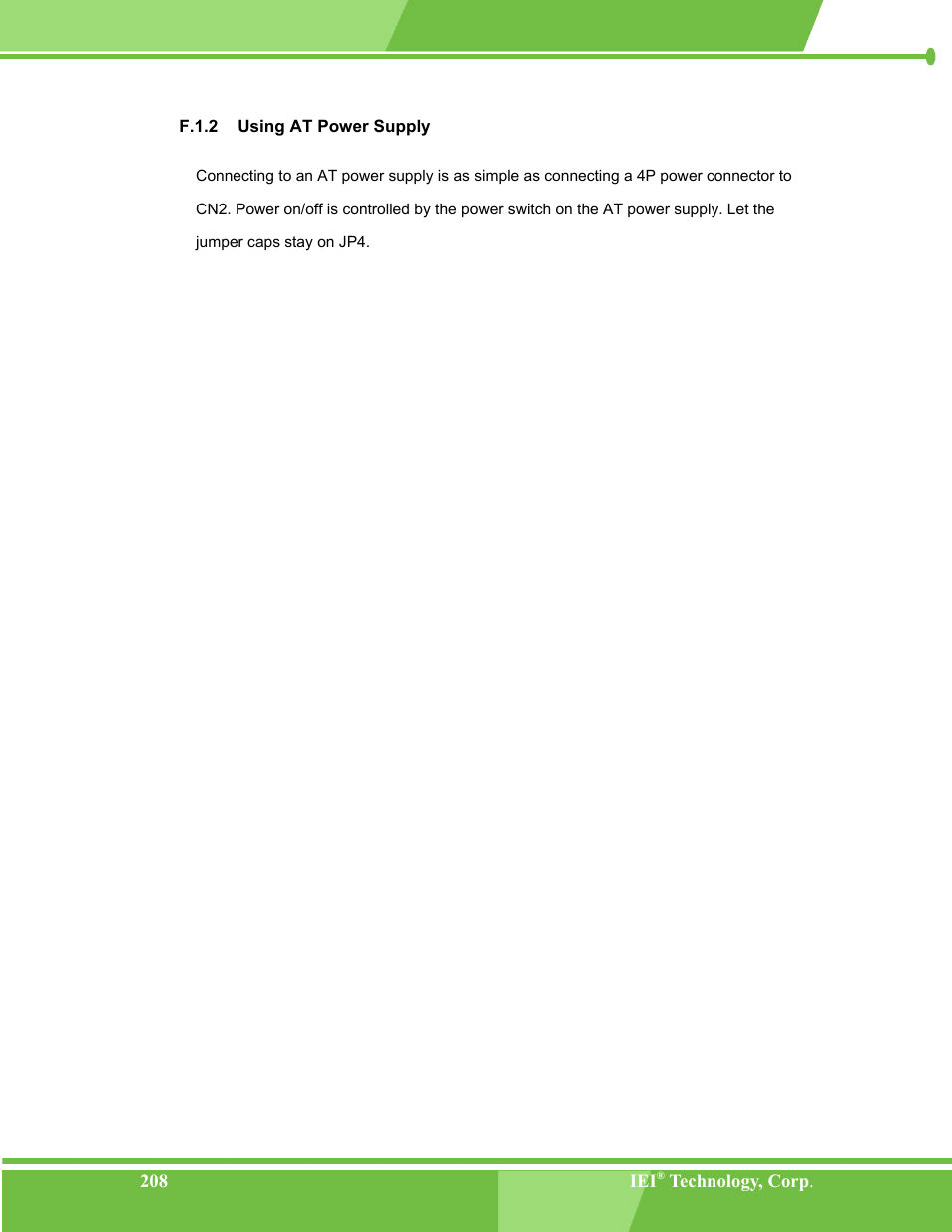 Using at power supply, F.1.2 using at power supply | IEI Integration NANO-LX v1.00 User Manual | Page 208 / 211