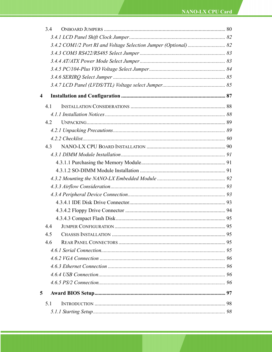 IEI Integration NANO-LX v1.00 User Manual | Page 5 / 211