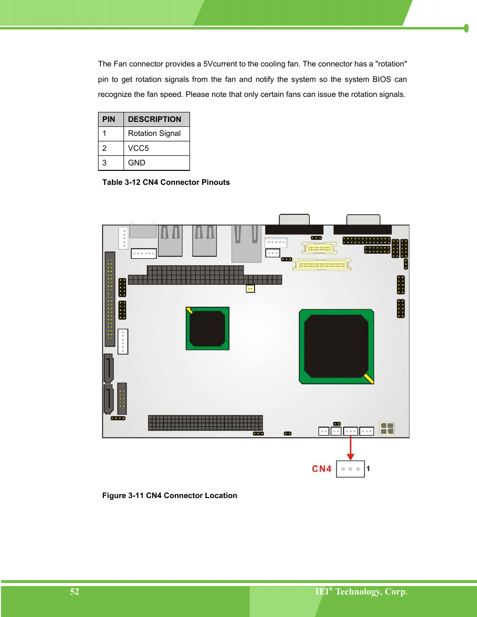 Figure 3-11 cn4 connector location, Table 3-12 cn4 connector pinouts | IEI Integration NANO-LX v1.00 User Manual | Page 52 / 211