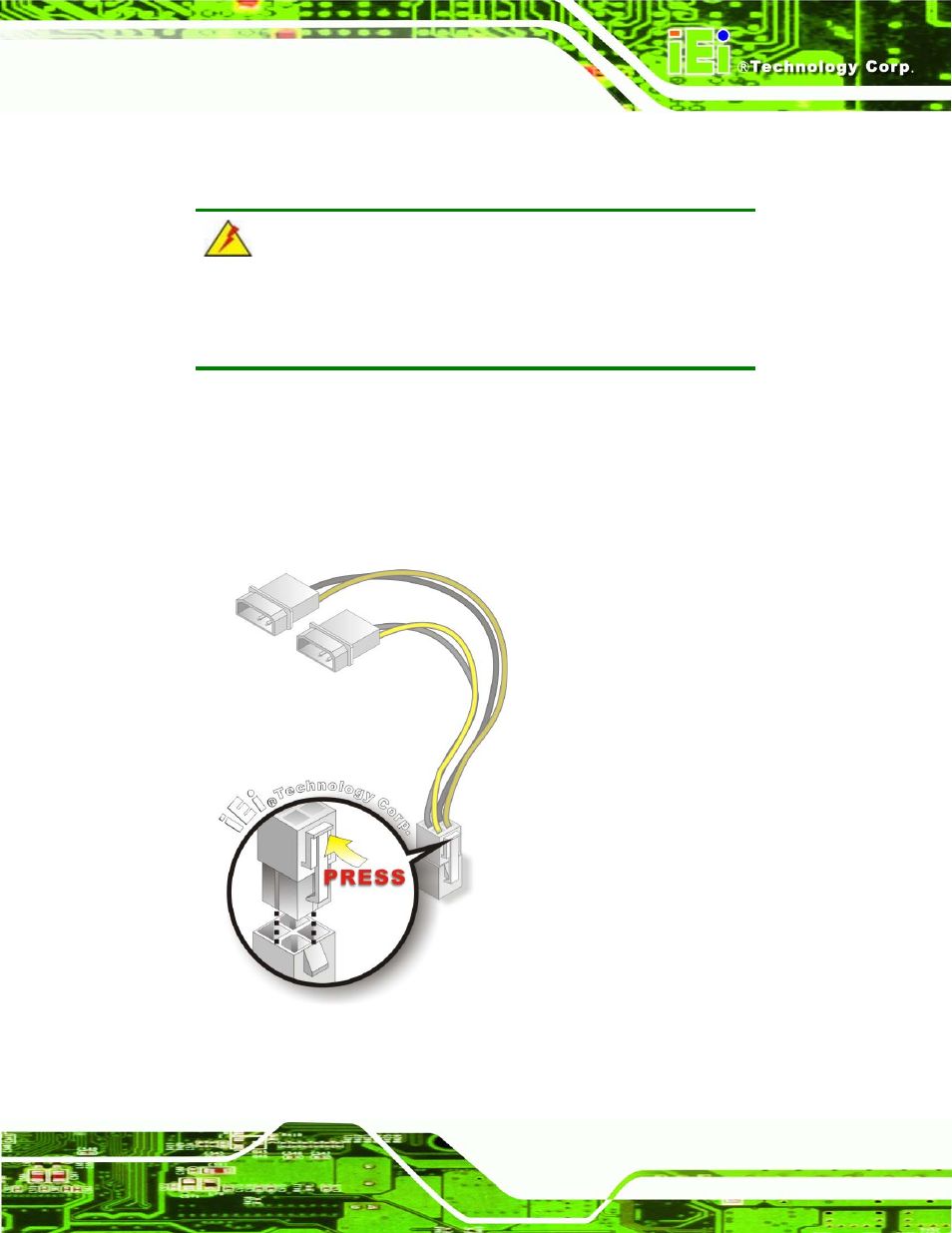 3 at power connection, Figure 5-6: power cable to motherboard connection | IEI Integration NANO-LX v1.10 User Manual | Page 103 / 232