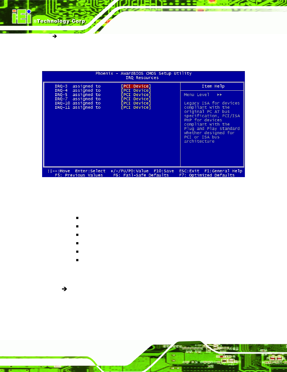 Bios menu 10: irq resources | IEI Integration NANO-LX v1.10 User Manual | Page 150 / 232