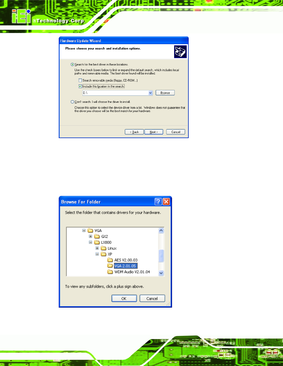 Figure 7-10: search options window | IEI Integration NANO-LX v1.10 User Manual | Page 164 / 232