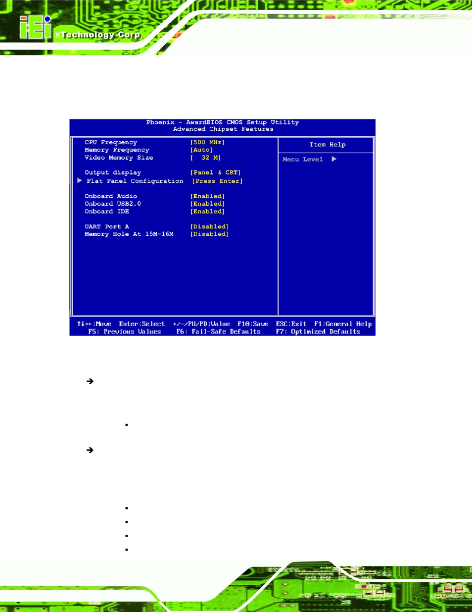 4 advanced chipset features, Dvanced, Hipset | Eatures, Bios menu 5: advanced chipset features | IEI Integration NANO-LX v1.21 User Manual | Page 125 / 192
