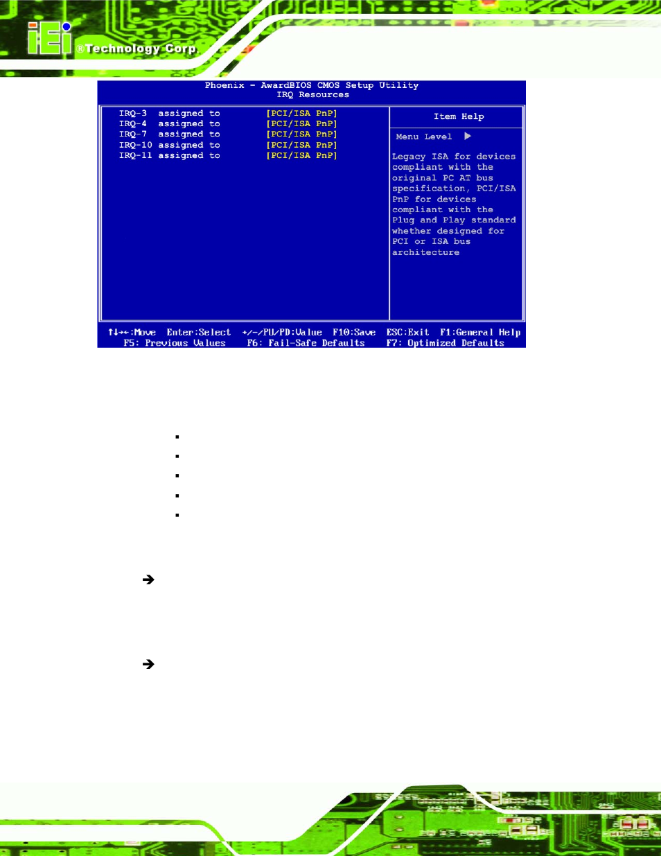 Bios menu 10: irq resources | IEI Integration NANO-LX v1.21 User Manual | Page 139 / 192