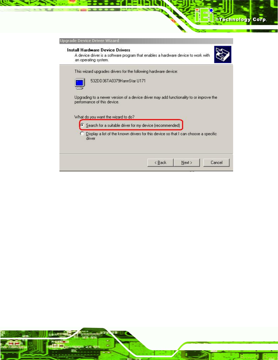 Figure 7-22: search for suitable driver | IEI Integration NANO-LX v1.21 User Manual | Page 160 / 192