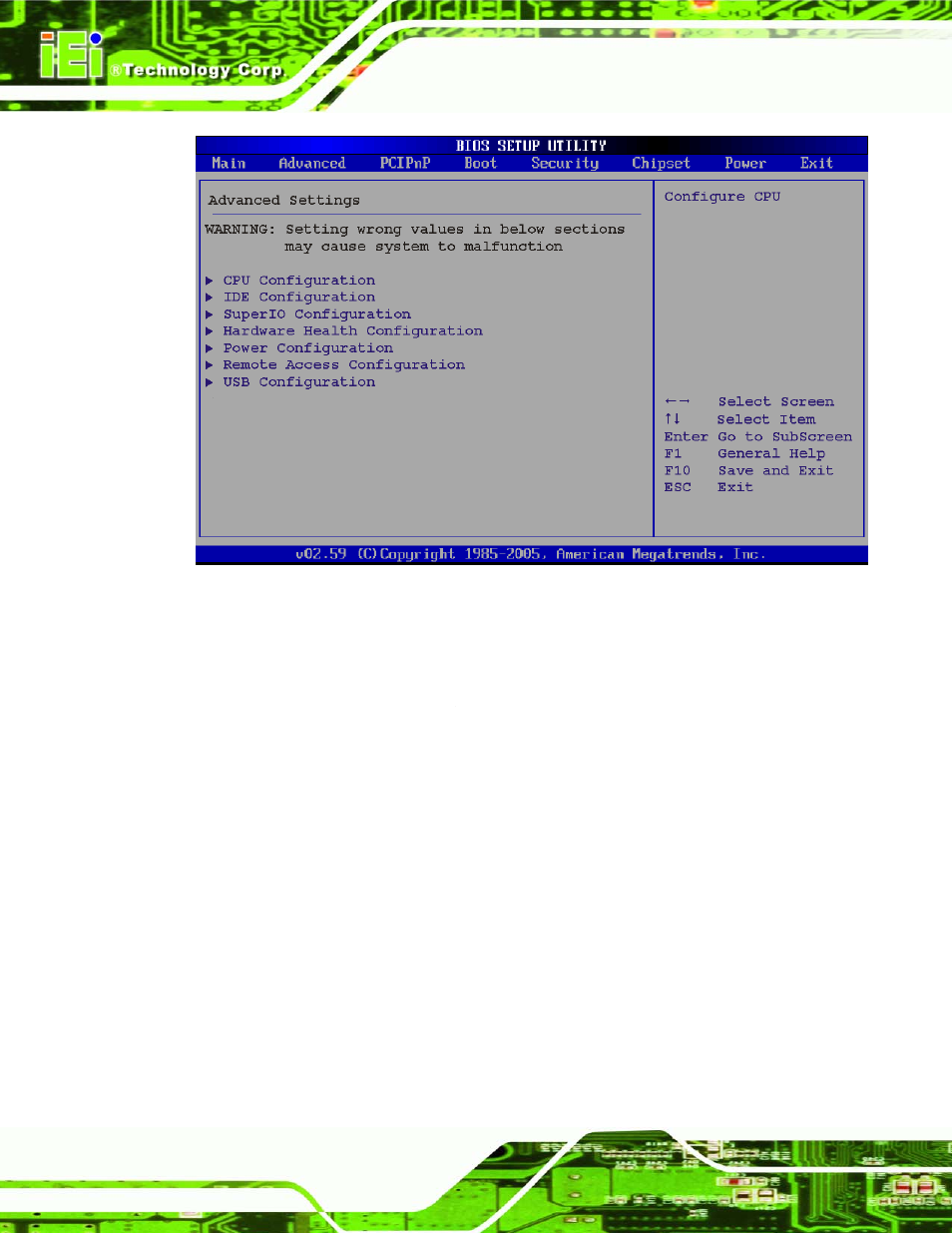 1 cpu configuration | IEI Integration NANO-945GSE v1.01 User Manual | Page 134 / 223